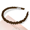 Lilli Skinny Ruched Satin Headband - Chocolate