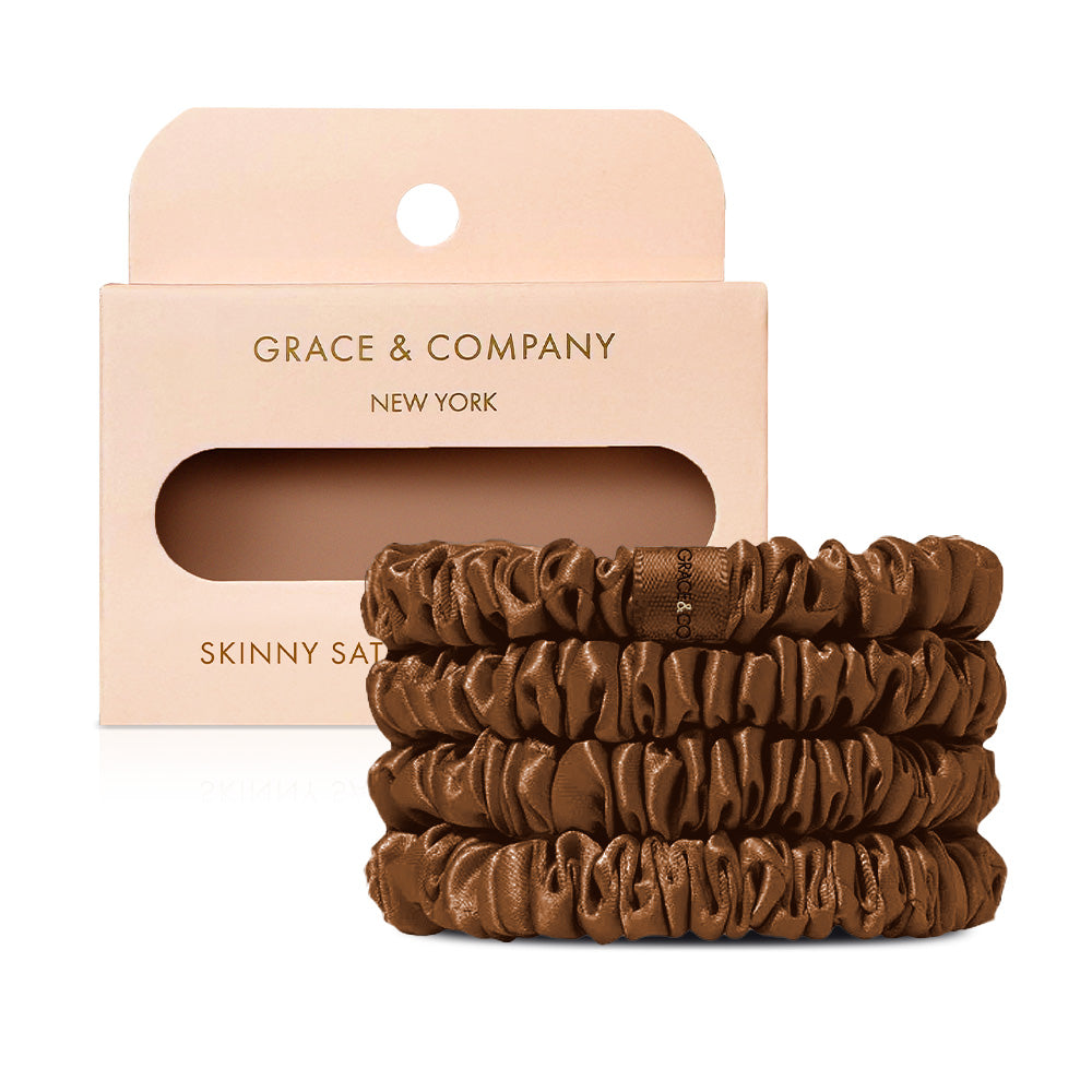 Skinny Satin Scrunchies 4pk - Cardamom